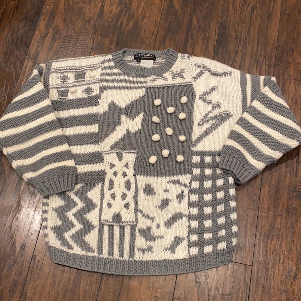 Vintage Kitty Hawk vintage sweater chunky net size L snow lodge curvy sweater